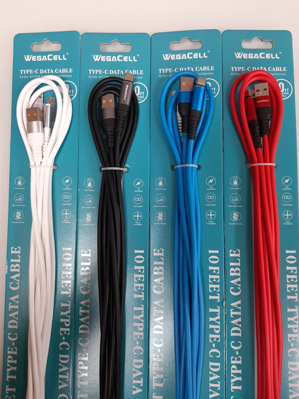 WEGACELL 10FT DATA CABLE USB TO TYPE-C