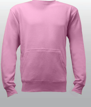 Unisex Bubble Gum Pink French Terry Crewneck Sweatshirt with Pocket