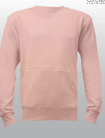 Unisex French Terry Crewneck Powder pink Sweatshirt with Pocket