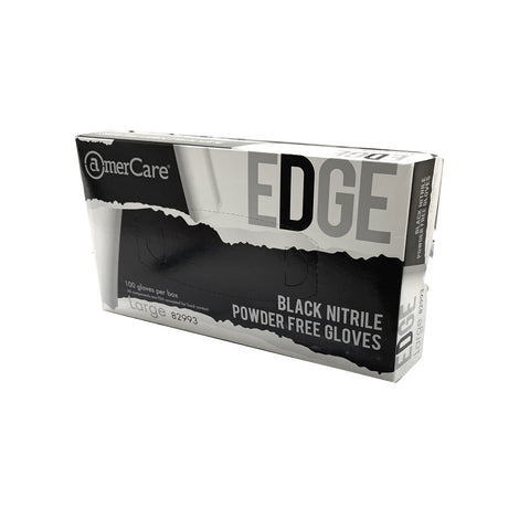 EDGE BLACK NITRILE POWDER FREE GLOVES LARGE