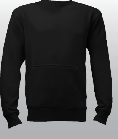 Unisex Black French Terry Crewneck Sweatshirt with Pocket